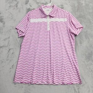 PING Polo Shirt Womens XL Pink Chevron SensorCool Golf Stretch Short Sleeve